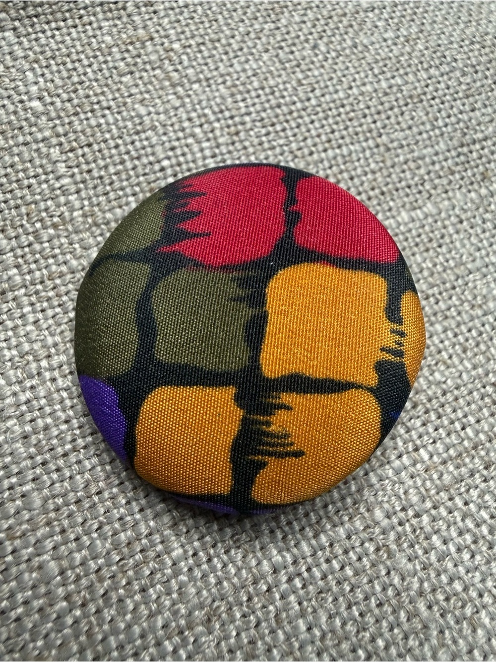 Bold Multicolor Fabric Button Earrings - Women - Picture 3 of 3